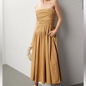 Elegant Tan Midi Dress